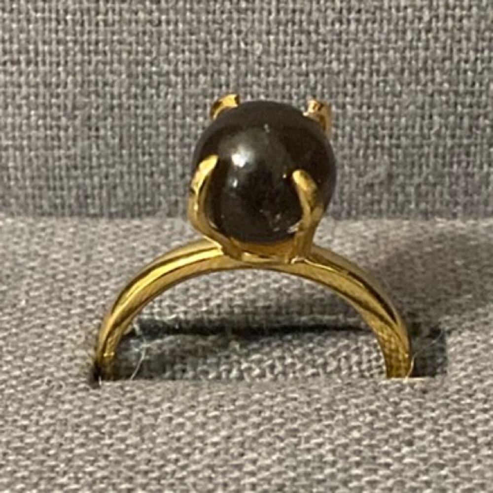 925 Sterling Silver gold tone expand ring w/  Gen. Brown crystal stone